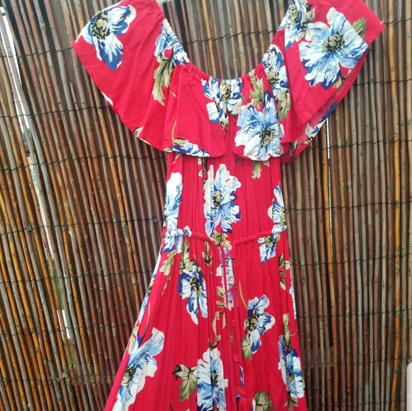 Red floral maxi dress - Picture 14 of 16